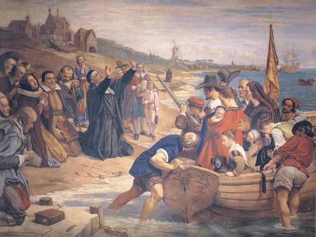Charles west cope RA The Embarkation of the Pilgrim Fathers for New England 1620 Germany oil painting art
